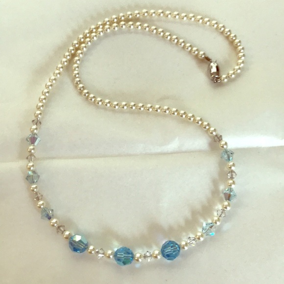 14k solid gold clasp w/genuine Swarovski crystals & Swarovski pearls - Picture 4 of 7